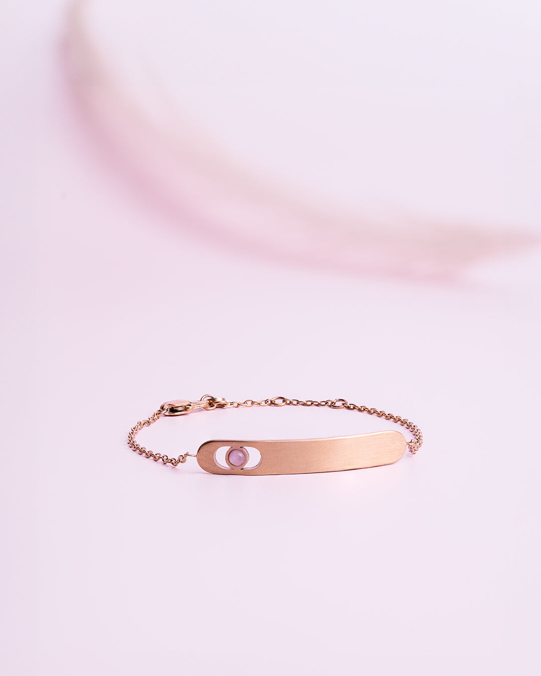 Set of 3 jewels with rose gold finish and purple amethyst